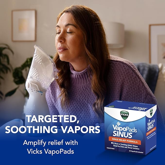 Vicks VapoPads Plus with Sinus Relief Formula - Vapor Pads Refill for Vicks Humidifiers and Steam Inhalers, Scent Pads for Congestion Relief, 20-Pack, Box Color May Vary