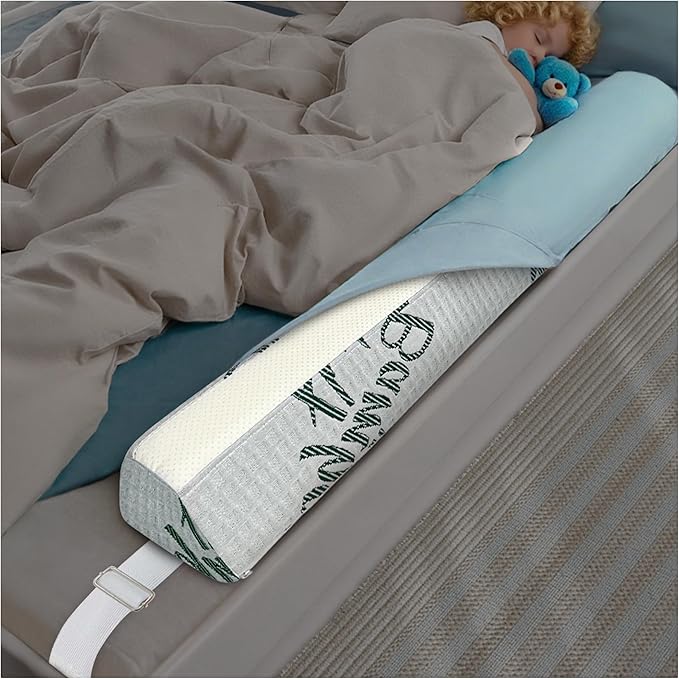 Baby Bed Bumpers for Toddlers with Adjustable Band, Foam Bed Guard Rail for Kids Bed Twin Full Queen King Size Bed, 1 Pack