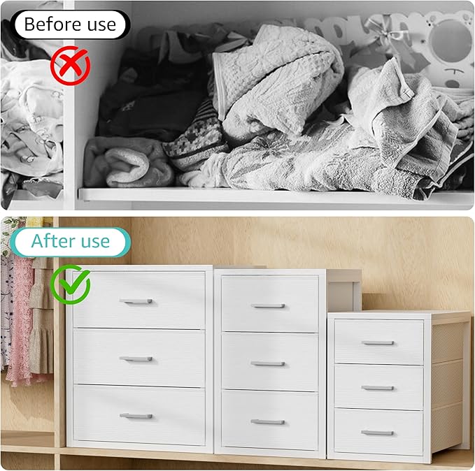 BOLUO Closet Drawers White Fabric 3 Drawer Small Dresser for Closet Organizers and Storage Bedroom Dorm Modern