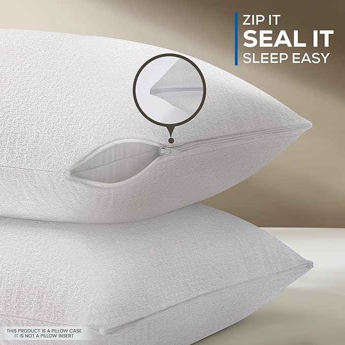 Utopia Bedding Set of 4 Waterproof Pillow Protectors with Zipper Queen Size 20 x 28 Inches, Terry Polyester Pillow Covers, Bed Bug and Dust Mite Proof Pillow Cases