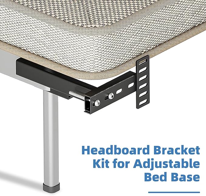 Adjustable Headboard Brackets for Metal Bed Frame with Footboard Extension Kit - Universal Heavy Duty Headboard Mounting Brackets Fit Twin, Full, Queen, King Size Beds, 2 Pack Matte Black