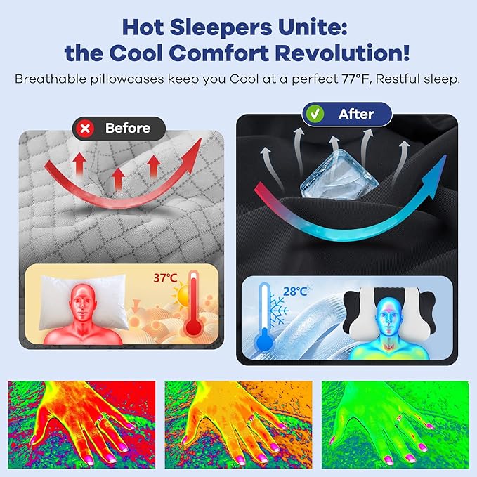 Cervical Neck Pillow for Pain Relief,Cervical Pillow with Memory Foam Ergonomic Pillows with Dual Heights for Back,Stomach and Side Sleepers Kids' Floor Pillows Cushions (Dark Black, Standard 27"×16")