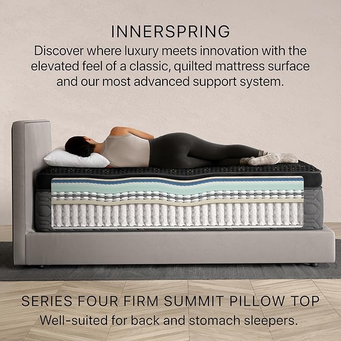 Beautyrest Black Series Four 17.5" Firm Summit Pillow Top Full Mattress - Breathable, Cooling, and Supportive - CertiPUR-US Certified, 100-Night Sleep Trial, and 10-Year Limited Warranty