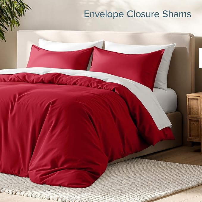 Bare Home Bedding Duvet Cover King Size - Premium 1800 Super Soft Collection - Lightweight, Cooling - Soft Breathable Bedding Duvet Cover (King, Red)
