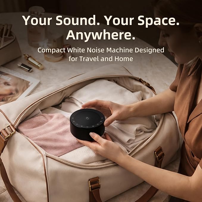 Kipcush White Noise Machine - Soft Non-Glare Nursery Lamp, 30 Soothing Sounds, 8 Color Lights, Max 8-Hour Timer for Baby & Adults (Black, Standard)