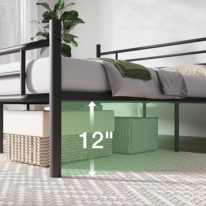 Novilla King Size Bed Frame with Headboard and Footboard, 14 Inch Metal Platform Bed Frame King, Large Storage Space, Strong Metal Slats Support, Mattress Foundation No Box Spring Needed