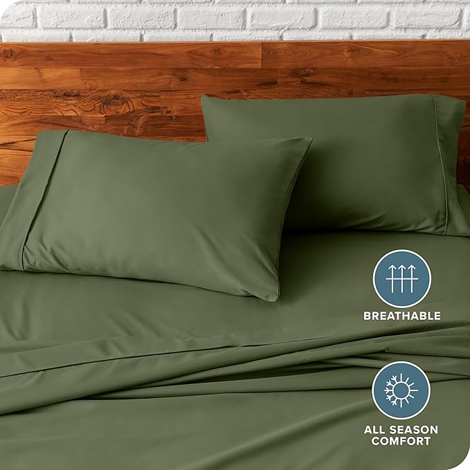 Bare Home Microfiber Pillow Cases - Standard/Queen Size Set of 2 - Cooling Pillowcases - Double Brushed - Cypress Pillowcases 2 Pack - Easy Care (Standard Pillowcase Set of 2, Cypress)