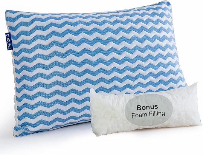 King Size Pillows - Adjustable Firm King Pillows for Back Stomach and Side Sleeper- Shredded Memory Foam Cooling Pillow for Neck and Shoulder Pain with Washable Cover and Bonus Foam Fill