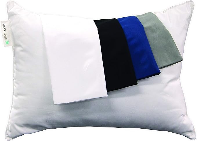 AllerEase Ultra Soft Advanced Allergy Protection Machine Washable Durable Zippered Travel Pillow Protector Size 14" x 20" Size Grey