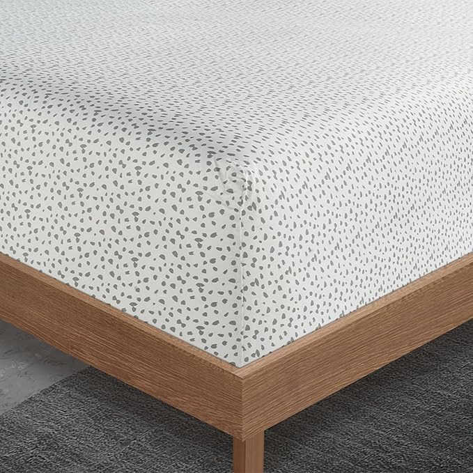 LANE LINEN Twin XL Sheets Set - 450 Thread Count Premium Sateen Weave for Smooth & Gentle Feel On Skin - Extra Soft & Breathable 100% Cotton Sheets Set - Fits Mattresses Upto 15'' Deep - Misty Dot