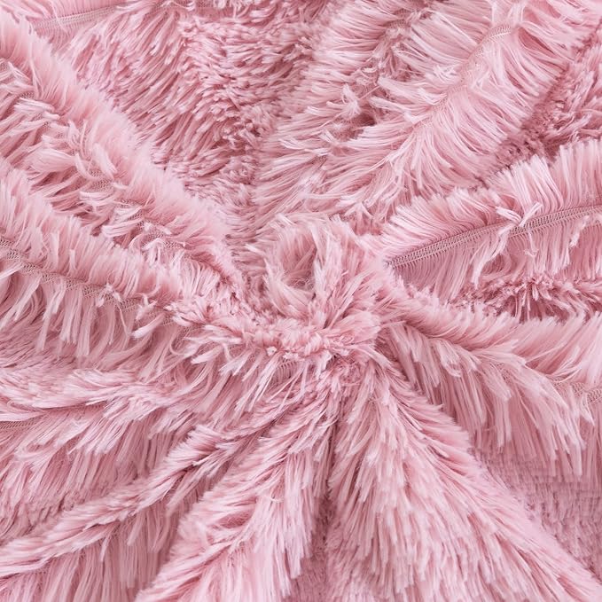 Reafort Luxury Long Hair, PV Fur, Faux Fur Euro Sham Pillow Cover/Case 26"x26" with Zipper Closure (26"x26" Euro Sham, Pink)
