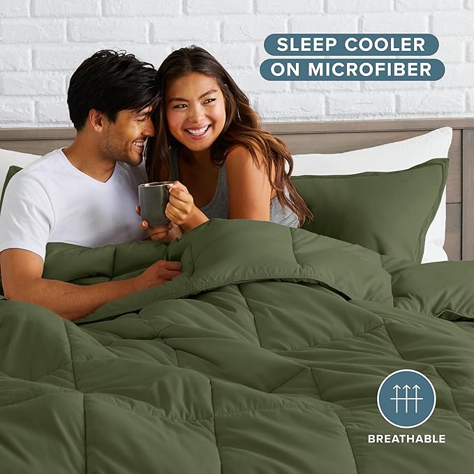 Bare Home Comforter Set - California King Size - Ultra-Soft - Goose Down Alternative - Premium 1800 Series - All Season Warmth (California King, Cypress)