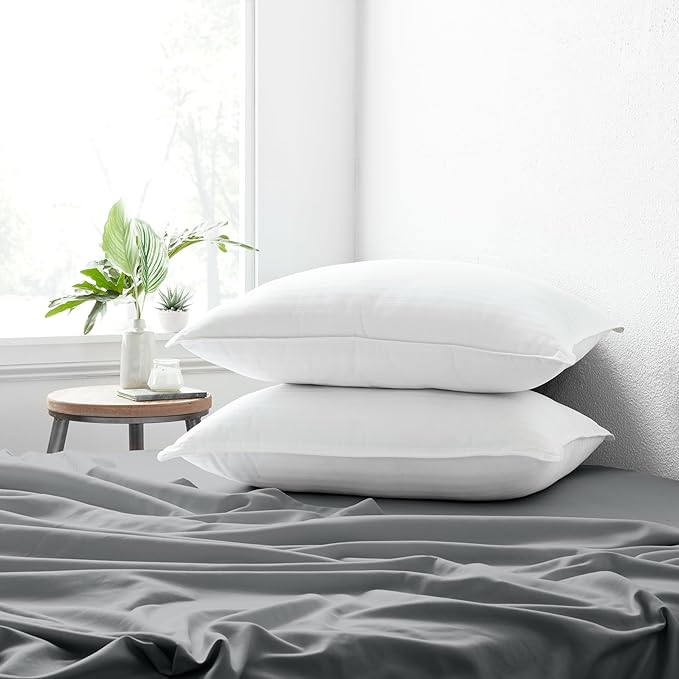 Linen Market Cooling Gel Queen Pillows Set of 2-100% Cotton Cover, Soft Gel-Fiber Filling, Bed Pillows for All Sleepers, Odorless and Non-Toxic, Perfect Firmness for Cool Comfort