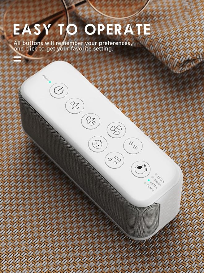OnLyee White Noise Machine for Office Privacy, USB Rechargeable Sound Machine with 42 Non-Looping Sounds, Auto-Off Timer for Focus, Sleep and Travel
