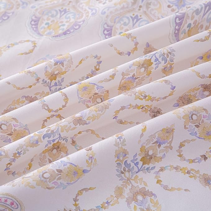 OAITE Duvet Cover Set King Size Floral Pattern Ultra Soft 100% Cotton Duvet Cover Sets 3-PC, Breathable Duvet Cover with Zipper Closure & Corner Ties(2 Pillow Shams,1 Duvet Cover)