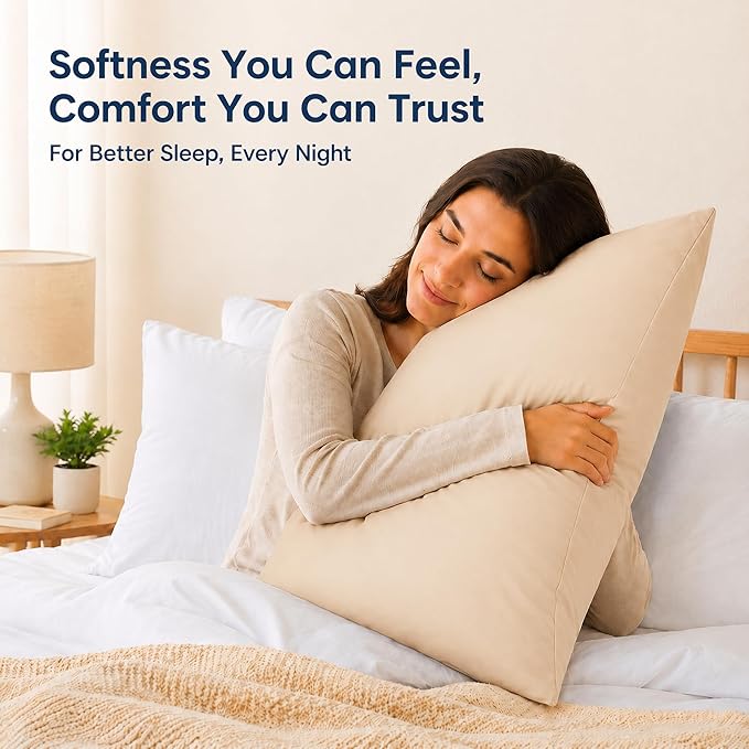 ZPECC Pillow Cases Queen Size Set of 4, 20x30 Envelope Closure Pillowcases, Soft Plain Brushed Microfiber Covers Hypoallergenic Breathable, Beige