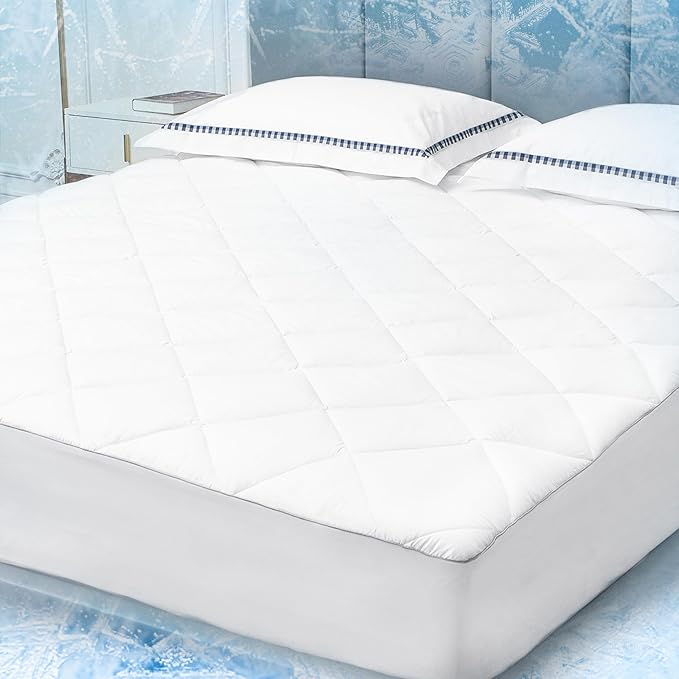 Sunflower Cooling Quilted Full Mattress Protector, Mattress Pad Chill Soft, Full Mattress Cover, 18-22" Extra Deep Pocket Thin Version, Machine Washable Durable