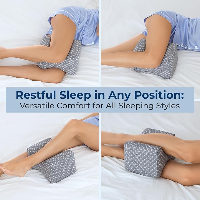 5 STARS UNITED Large Knee Pillow for Side Sleepers - Hip Pain Relief, Memory Foam Leg Cushion for Side Sleeping - Between Legs Pillow for Sciatica & Lower Back Pain, Gray