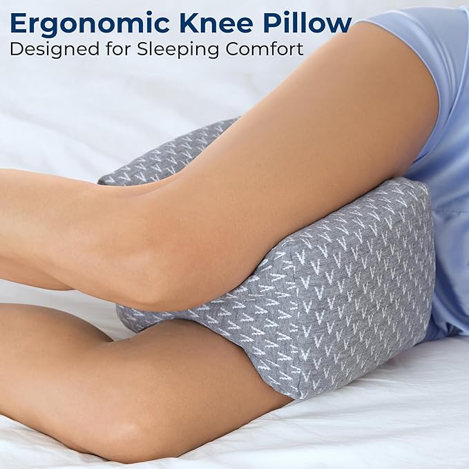 5 STARS UNITED Knee Pillow for Side Sleepers - Hip Pain Relief, Memory Foam Leg Cushion for Side Sleeping - Between Legs Pillow for Sciatica & Lower Back Pain, Gray