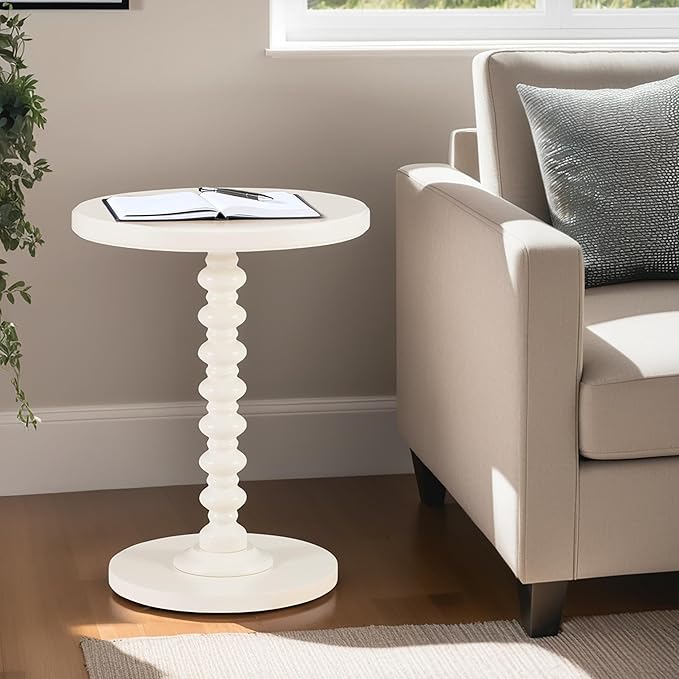 Powell Furniture Powell Round Spindle, White Table 17 x 22.25 x 17