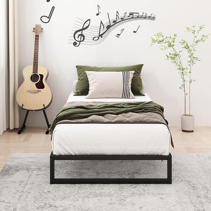 Lutown-Teen 8 Inch Twin Bed Frames Heavy Duty Metal Twin Platform Bed Frame No Box Spring Needed, Noise Free, Easy Assembly, Black
