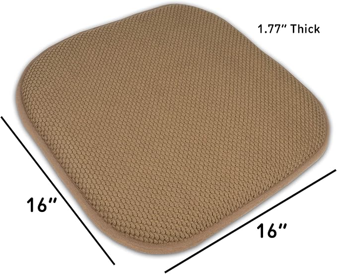 Sweet Home Collection Cushion Memory Foam Chair Pads Honeycomb Nonslip Back Seat Cover 16" x 16" 6 Pack Taupe
