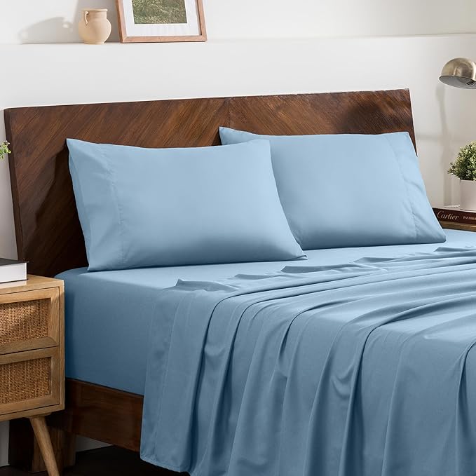 Bare Home Microfiber Pillow Cases - Standard Size Set of 2 - Cooling Pillowcases - Double Brushed - Easy Care - Envelope Closure (Standard Pillowcase Set of 2, Light Blue)
