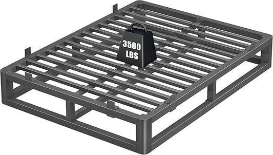 10 Inch King Size Bed Frame with Rounded Corner and Squeak Free U-Slot Design, Metal Platform Bed Frames 6 Non-Slip Guards, 3500lbs Heavy Duty Steel Slat Support, No Box Spring Needed, Black