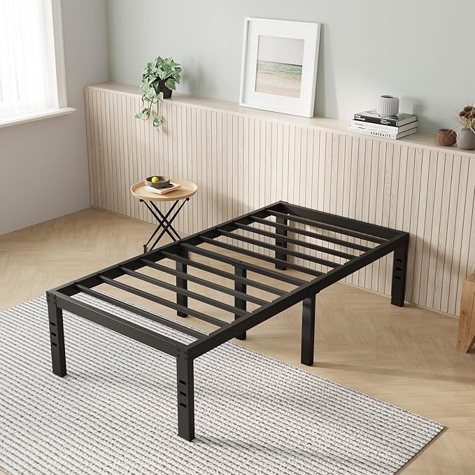 Novilla Twin Bed Frame, 14 Inch Metal Platform Bed Frame Twin Size with Storage Space Under Bed, Heavy Duty Steel Slat Support, Easy Assembly, No Box Spring Needed