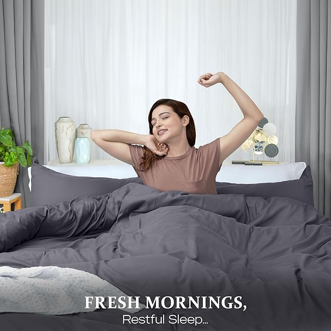Utopia Bedding Duvet Cover Full Size - 3 Piece with Zipper Closure - 1 Comforter Cover 80X90 Inches & 2 Pillow Shams 20X26 Inches (Grey) Comforter Not Included