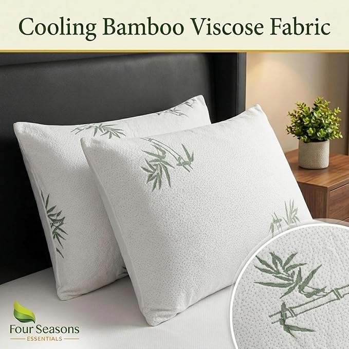 Four Seasons Essentials King Size Waterproof Pillow Protectors (Set of 2) - Natural Viscose derived from Bamboo Pillow Covers - Hypoallergenic Dust Proof Zippered Encasements for 20" x 36" Pillows