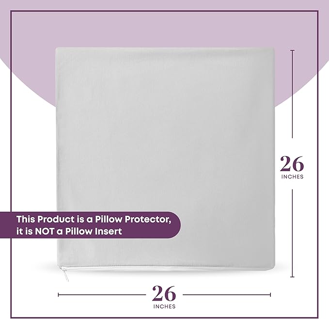 CIRCLESHOME European Pillow Protectors - 100% Cotton Breathable Pillowcases - 26 X 26 Square Pillowcases - Protects Pillows from Dirt, Dust and Debris (European- 4 Pack- 26x26)