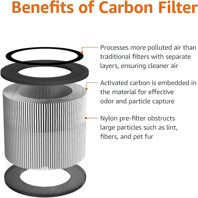 Amazon Basics Air Purifier Replacement 3-In-1 Filter for Amazon Basics Air Purifier B0CL993435 (NOT for other models), Covers Up to 1067 Sq Ft, 1 Pack