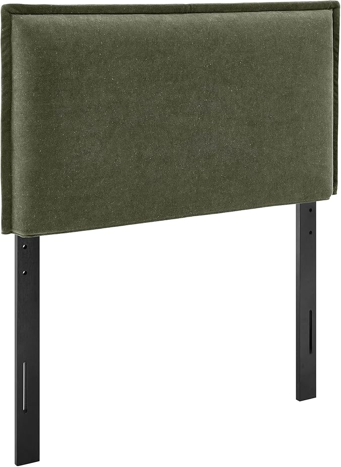 Modway Camille Twin Size Upholstered Linen Blend Headboard with Removable Slipcover – in Sage - Padded Pillow Style Headboard with Adjustable Mounting for Twin Beds