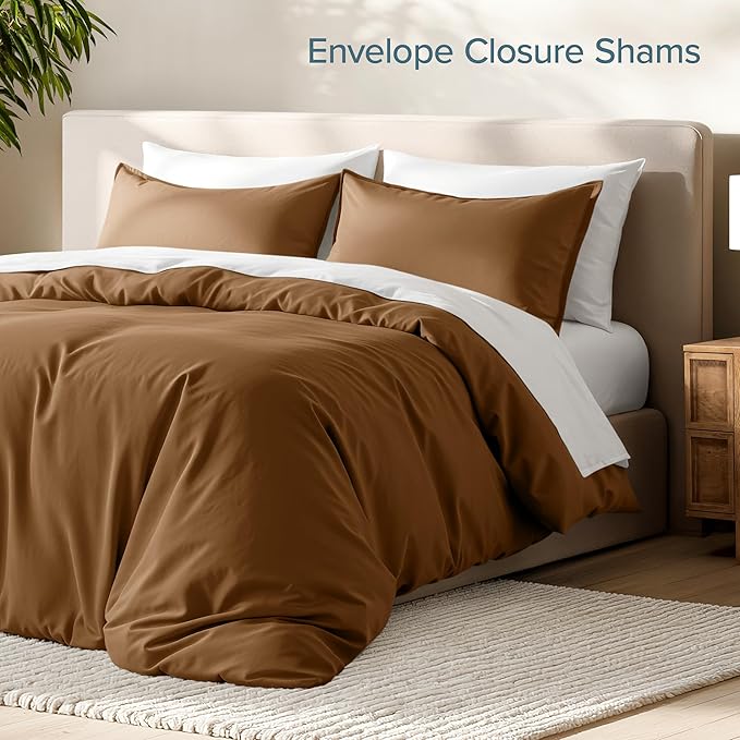 Bare Home Bedding Duvet Cover California King Size - Premium 1800 Super Soft Collection - Lightweight, Cooling - Soft Breathable Bedding Duvet Cover (Cal King, Caramel)