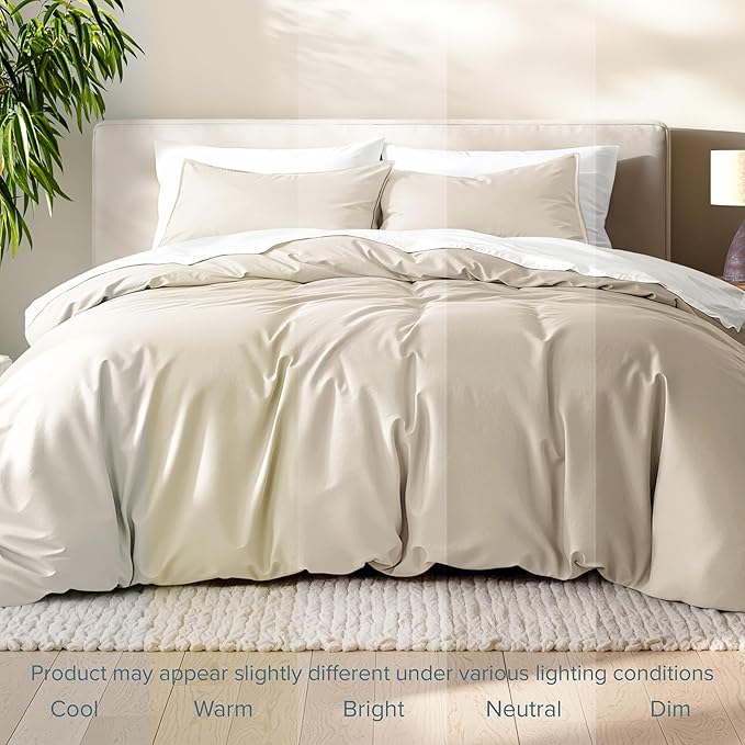 Bare Home Bedding Duvet Cover Oversized Queen - Premium 1800 Super Soft Collection - Lightweight, Cooling - Soft Breathable Bedding Duvet Cover (Oversized Queen, Sand)