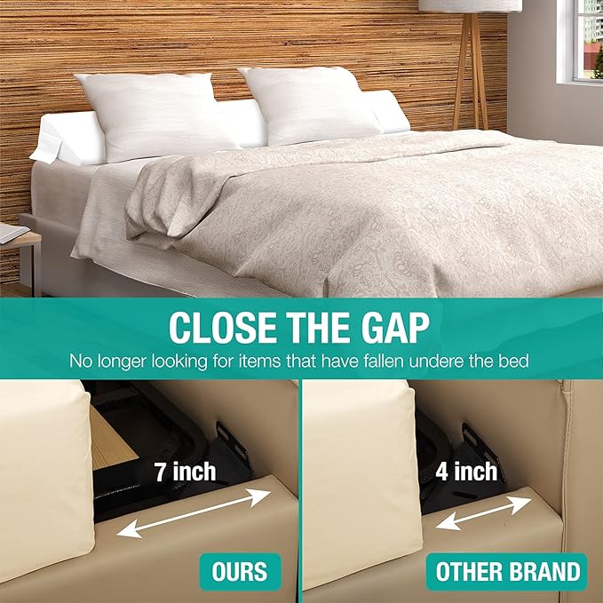 Vekkia Cal King Size Bed Wedge Pillow Gap Filler/Headboard Pillow/Mattress Wedge to Fill Gap (0-6") Between Headboard and Mattress (White 72"x10"x6")