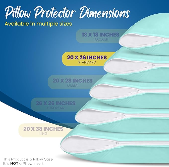 Utopia Bedding Premium 100% Waterproof Pillow Protectors with Zipper Standard Size (Set of 4), Bed Bug and Dust Mite Proof Zippered Pillow Covers, Pillow Encasement Cases, Spa Blue