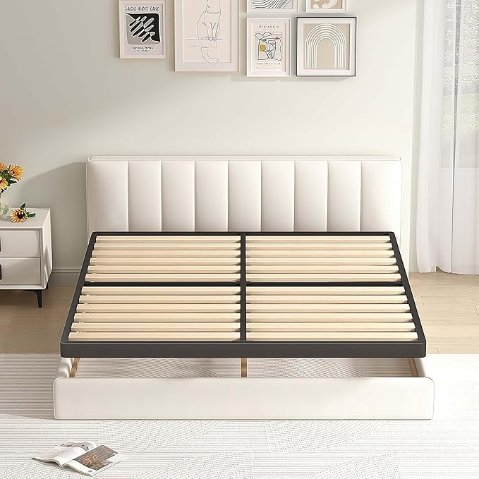 MAF Box Springs King Size 2 Inch, Low Profile King Box Spring with Round Corners, Bunkie Board with Wood Slats Bed Slat Replacement 3500 lbs Black Heavy Duty Metal Mattress Foundation, Easy Assembly