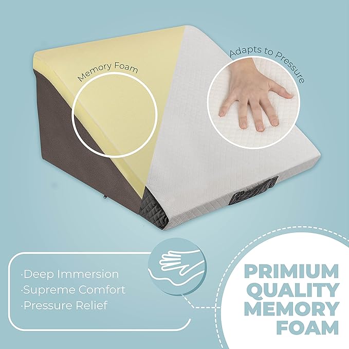 Kolbs Bed Wedge Pillow for Sleep Apnea, FSA Eligible Acid Reflux, and Back Pain Relief, with Chic Jacquard Cover - Headboard Wedges for Sleeping (Adjustable Height Wedge)