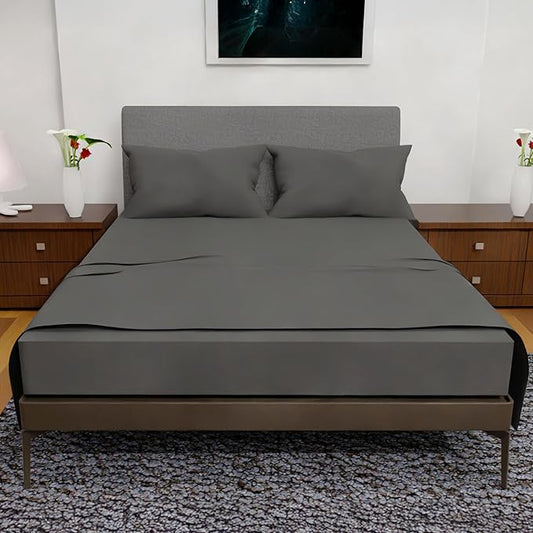 Full Size Bed Sheets – 4Pcs Bed Sheets Full Size Set, Deep Pocket, Double Brushed Microfiber, Fade Resistant, Soft & Breathable for Cozy and Comfortable Sleep(Dark Grey)