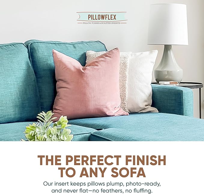 Pillowflex Synthetic Down Alternative Pillow Inserts for Shams - Comfy Pillows for Sleeping, Perfect Pillow & Best Sleeping Pillows, Handmade Down Alternative Throw Pillow Inserts - (15x15 Set of 2)