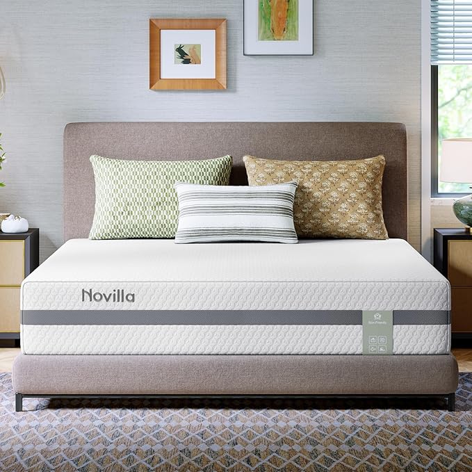 Novilla King Size Mattress, 12 Inch NanoGEL™ Memory Foam Mattress King with Upgraded Dual-Support for Spinal Alignment & Pressure Relief, Cooling Mattresses in a Box with Breathable Cover, Medium Firm