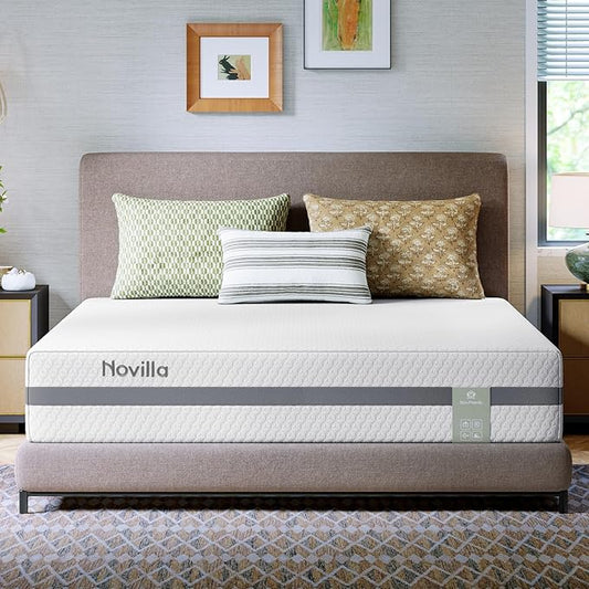 Novilla King Size Mattress, 12 Inch NanoGEL™ Memory Foam Mattress King with Upgraded Dual-Support for Spinal Alignment & Pressure Relief, Cooling Mattresses in a Box with Breathable Cover, Medium Firm