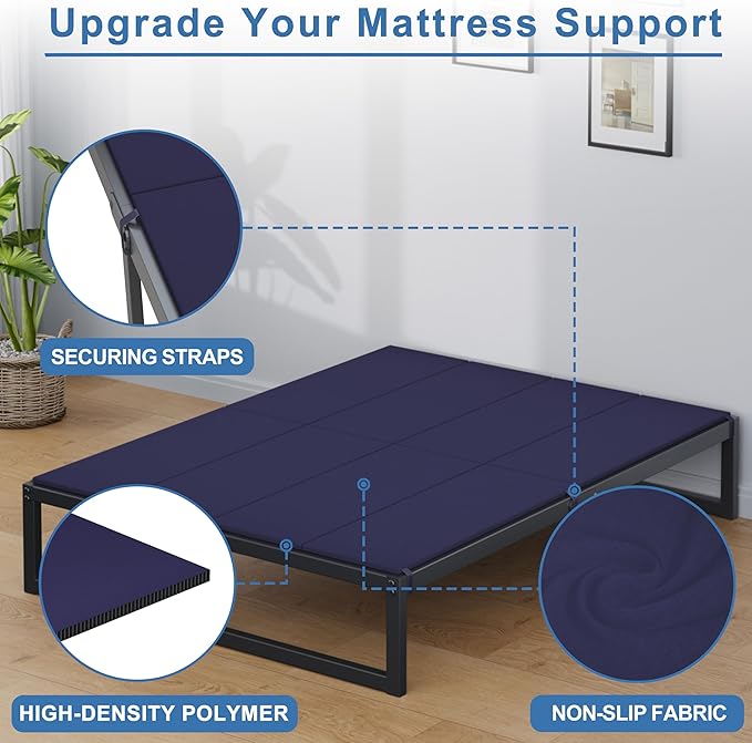 Lutown-Teen Bunkie Board Queen High-Density Polymer Bed Support Bunkie Board Queen Size Anti-Sag, Breathable, Moisture Resistant, Noise Minimizing, Blue