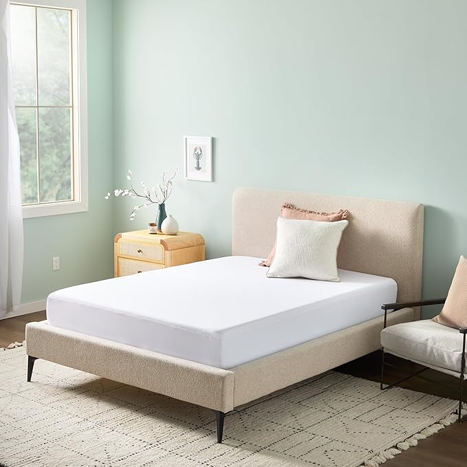 Linenspa 5-Sided Waterproof Mattress Protector – Breathable, Fitted Sheet Style, Machine Washable – King Size Mattress Protector, White
