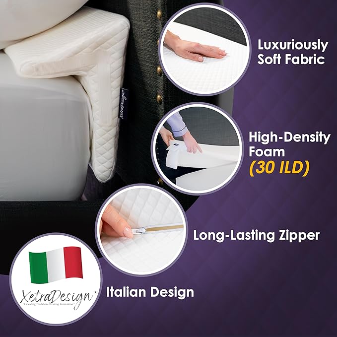 XetraDesign Bed Wedge Pillow for Headboard Gap Up to 7", Triangle Gap Filler for Bed, Mattress Wedge Gap Filler, Headboard Space Filler, Corner Pillow, White Twin 39"