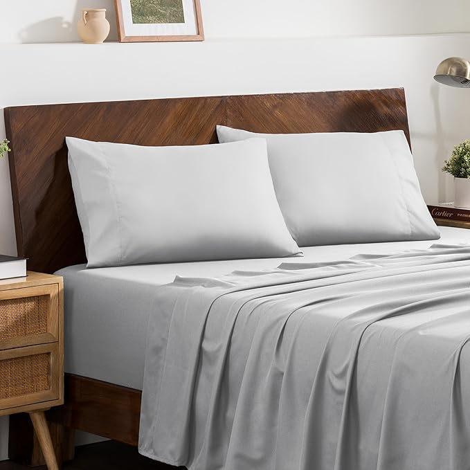 Bare Home Microfiber Pillow Cases - King 20x36 - Cooling Pillowcases - Double Brushed - Easy Care - Envelope Closure (King Pillowcase Set of 2, Cloud Grey)