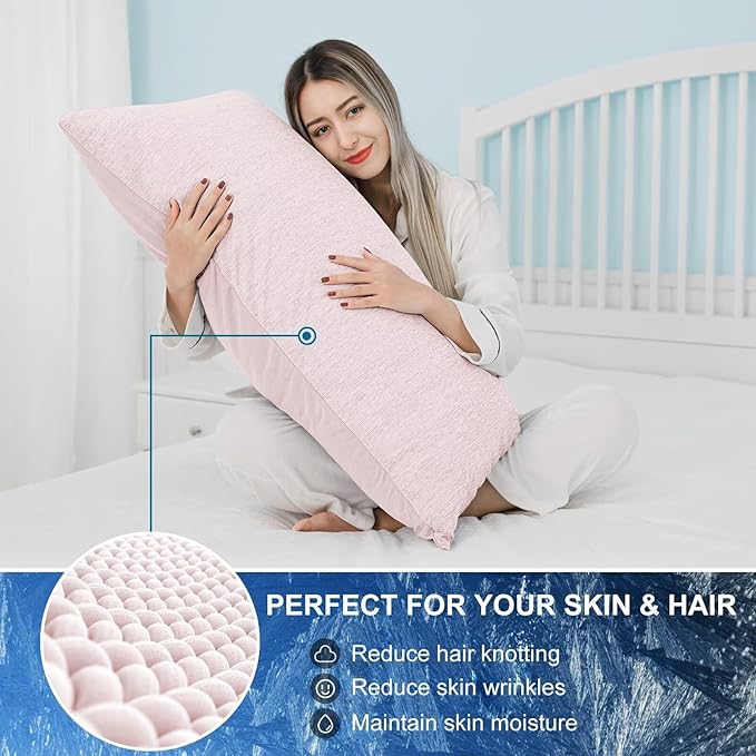 HOMFINE Cooling Pillowcases Standard Size - Double Side Q-Max 0.439 Cooling Fiber for Pillow Protector, Breathable Cold Pillow Cover for Hot Sleeper Night Sweat, Hidden Zipper, 2 Pack (20"x26", Pink)