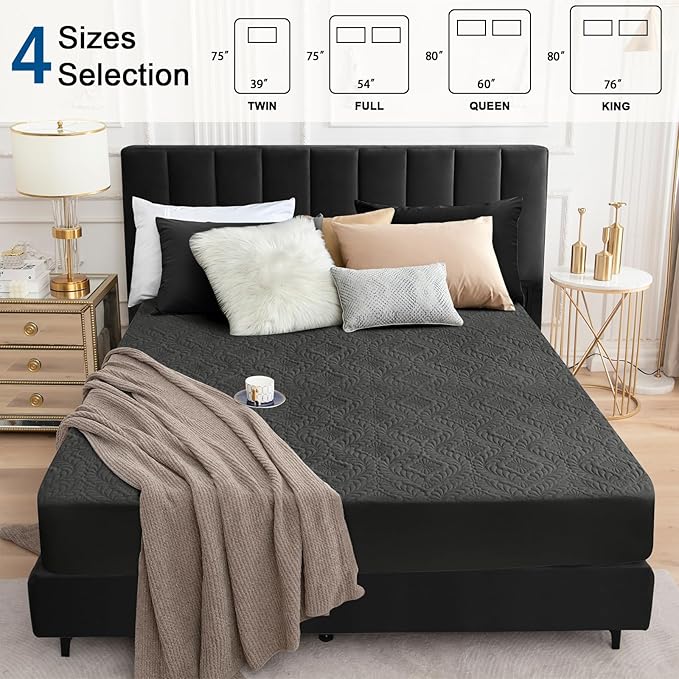 Sufdari Full Waterproof Mattress Protector, Waterproof Mattress Cover,Breathable & Noiseless Mattress Pad, Waterproof Quilted Fitted Sheet Fits Up to 8-18" Deep Pocket